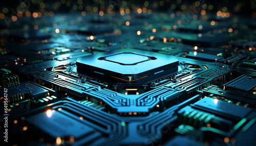 Computer chip, circuit board, motherboard the complexity of technology generated by AI