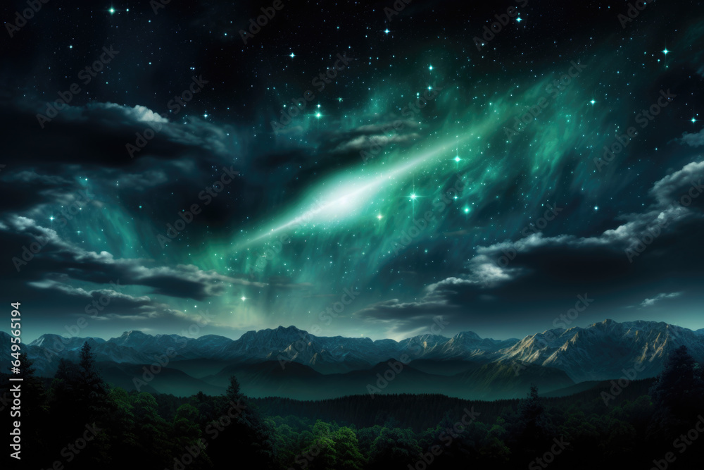 Stunning view of mountain range at night. This image captures beauty and serenity of mountains under starry sky. Perfect for nature enthusiasts and outdoor lovers.