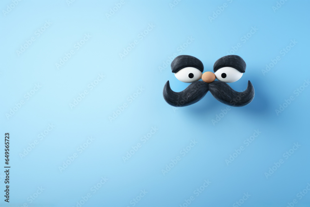Cute penguin with mustache and eyes, standing against vibrant blue background. This image can be used for various purposes, such as advertisements, social media posts, or children's illustrations. Cute penguin with mustache and eyes, standing against vibrant blue background. This image can be used for various purposes, such as advertisements, social media posts, or children's illustrations.