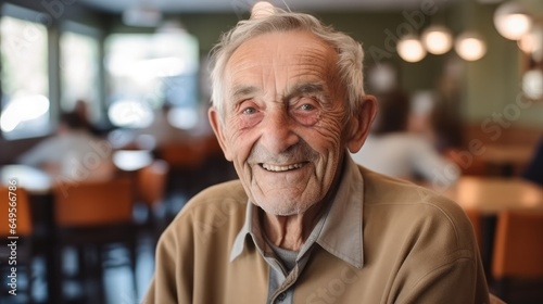 Portrait of happy senior caucasian man in a nursing home.