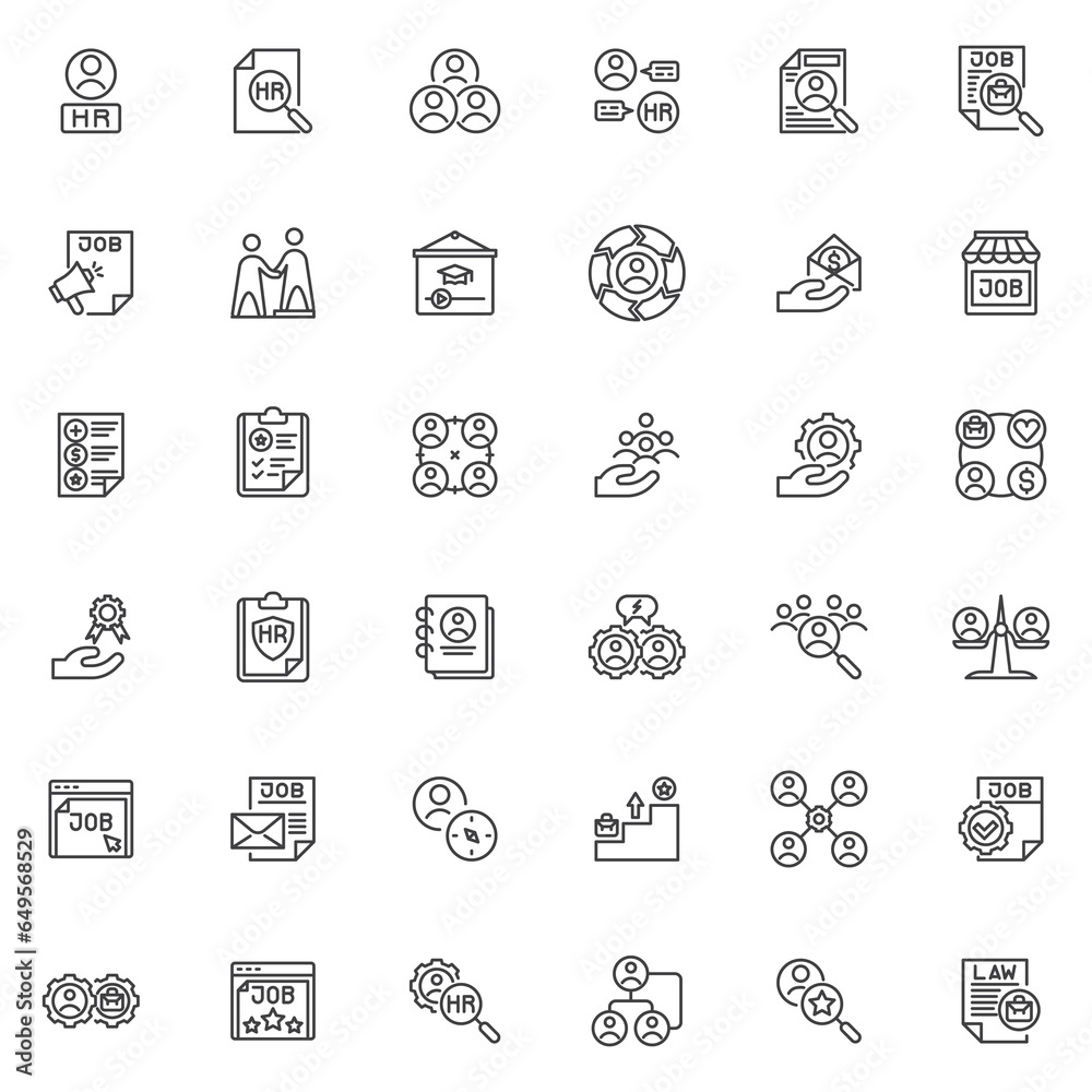 HR process line icons set