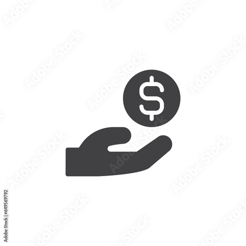 Hand and dollar money vector icon