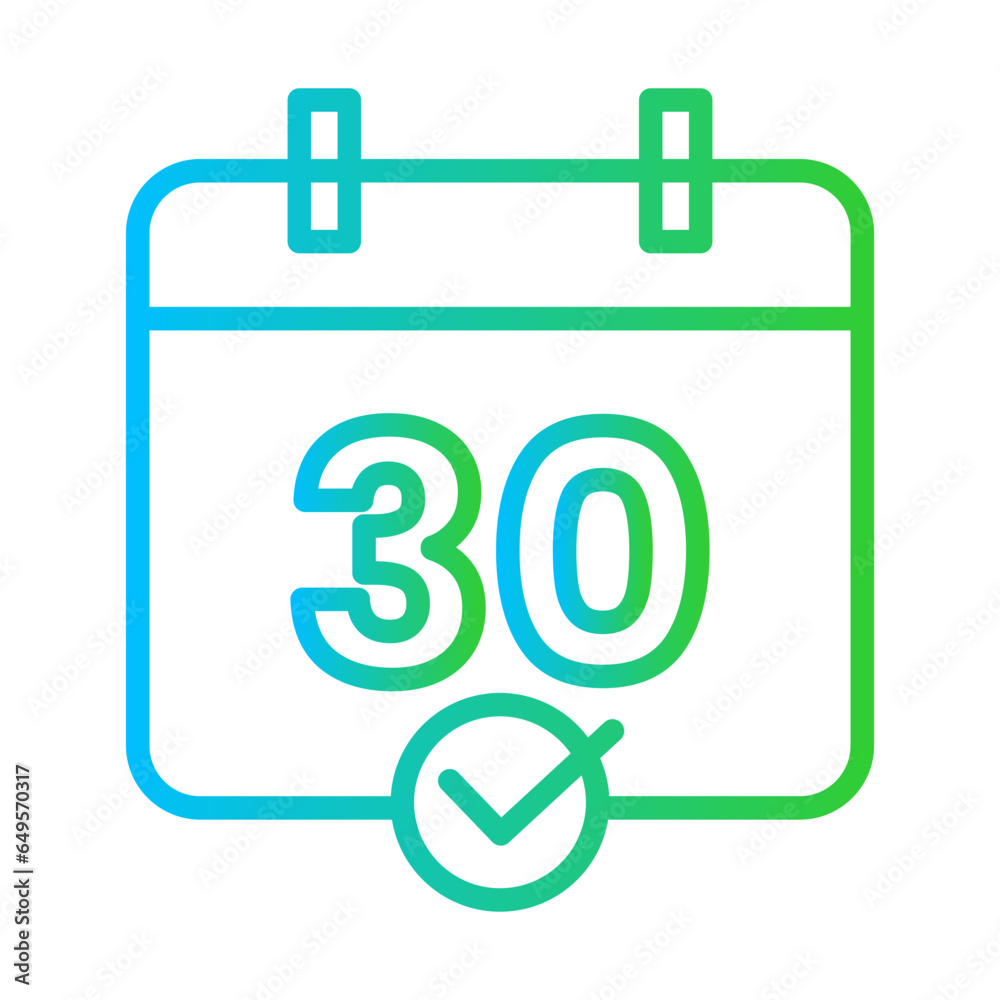 Approval date approval icon with blue and green gradient outline. date, business, time, calendar, month, reminder, event. Vector illustration Approval date approval icon with blue and green gradient outline. date, business, time, calendar, month, reminder, event. Vector illustration