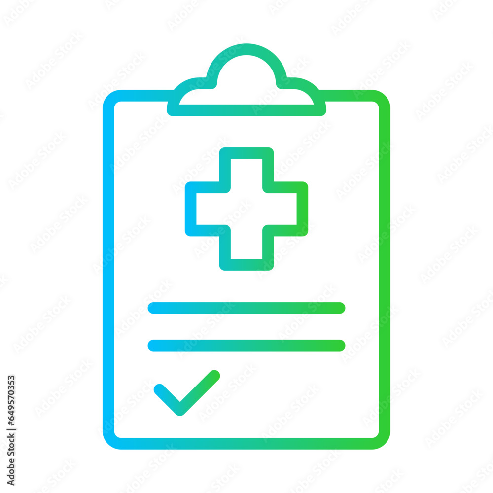 Medical care approval approval icon with blue and green gradient outline. medicine, care, doctor, medical, isolated, hospital, health. Vector illustration Medical care approval approval icon with blue and green gradient outline. medicine, care, doctor, medical, isolated, hospital, health. Vector illustration