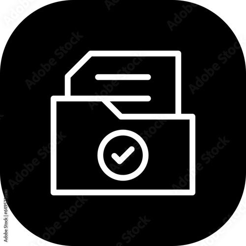 Check folder approval icon with black filled line outline. document, report, folder, file, business, paper, office. Vector illustration
