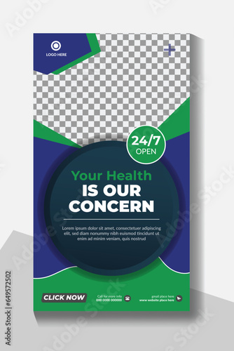 Minimalist modern medical healthcare social media stories Template design