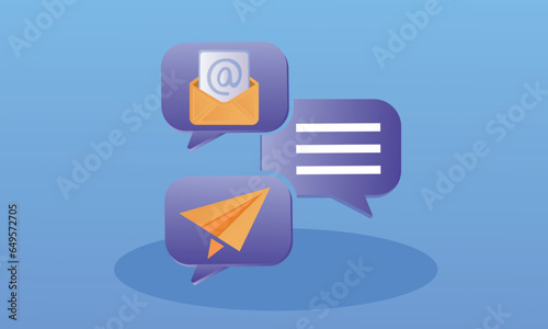 Instant Message Alert Warn.on blue background.Vector Design Illustration.