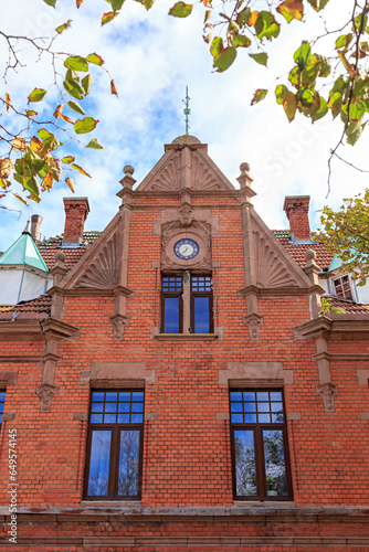 Russia, Zelenogradsk - September 22, 2018: Office building with a clock photo