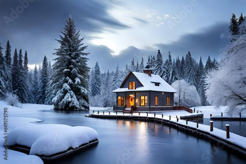 houses in  snow generated by a AI © kashif