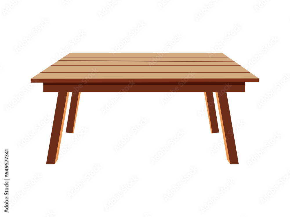 Wooden Table on White Background