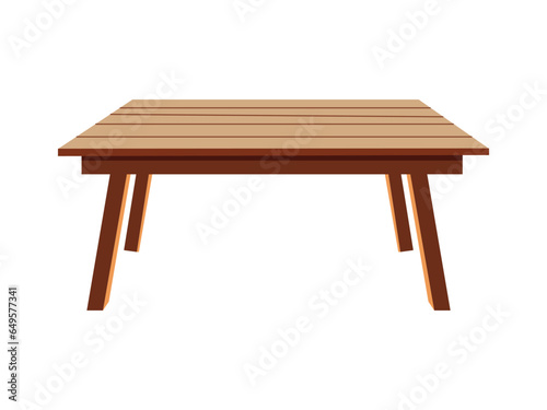 Wooden Table on White Background