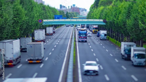 A timelapse of miniature traffic jam at the downtown street in Tokyo tilt photo