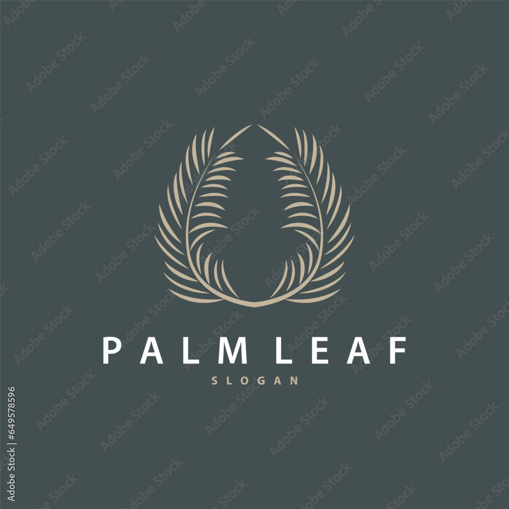 Palm Leaf Logo Design Vector Simple Minimalist Symbol Illustration Template Palm Leaf Logo Design Vector Simple Minimalist Symbol Illustration Template
