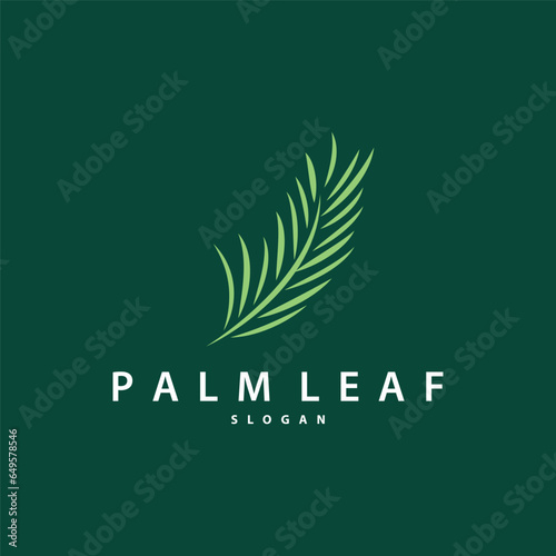 Palm Leaf Logo Design Vector Simple Minimalist Symbol Illustration Template