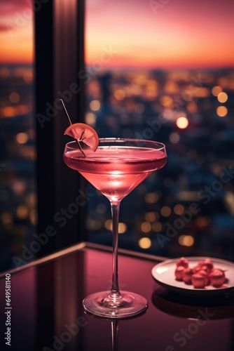 A glass of cocktail Cosmopilitan. photo