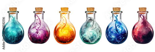 Captivating Swirling Potion Vials Magical Effects Collection Isolated on a transparent background photo