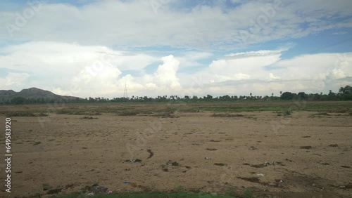 Sacred Falgu River dry waterbed with a long stretch of sand dunes, Bodhgaya, Bihar, India photo