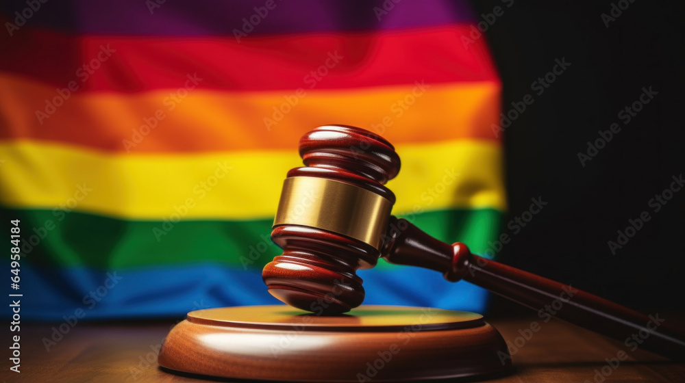 The judge's gavel on the lgbt flag