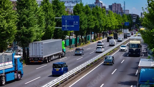 A timelapse of traffic jam at the downtown street in Takashimadaira Tokyo tilt photo