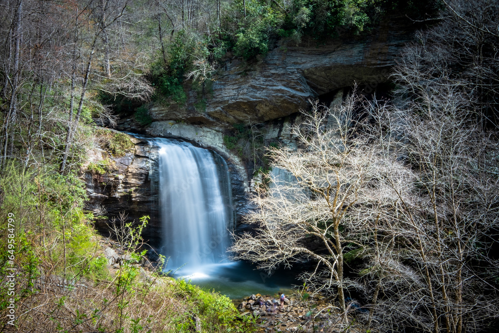 Obraz premium Looking Glass Falls in Pisgah National Forest, in North Carolina.