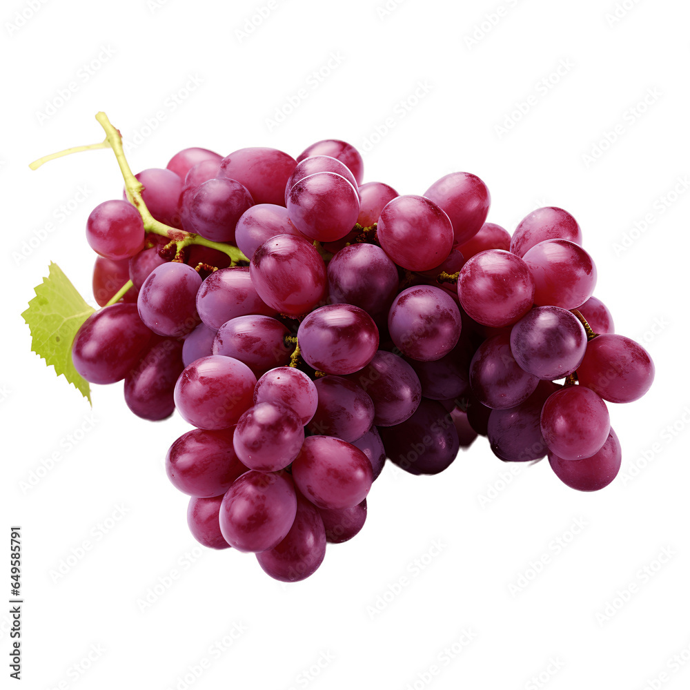 Appetizing red grapes on transparent background PNG. Popular fruit concept in the world.