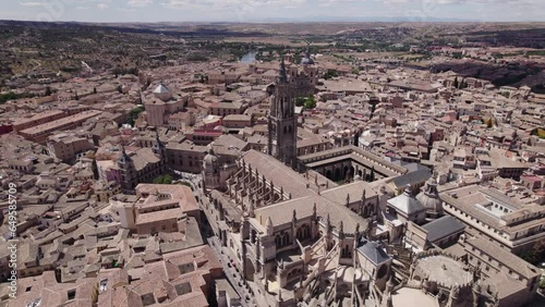 Santa Iglesia Catedral Primada de Toledo, The Primatial Cathedral of Saint Mary of Toledo in Spain. Beautiful aerial cityscape view. photo