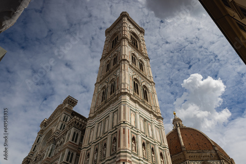 Detail of Giotto bell tower from Piazza del Duomo, Florence, Ita photo