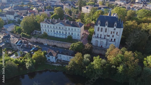 Drone shot of Château Raoul in Chateauroux and Prefecture, France. photo