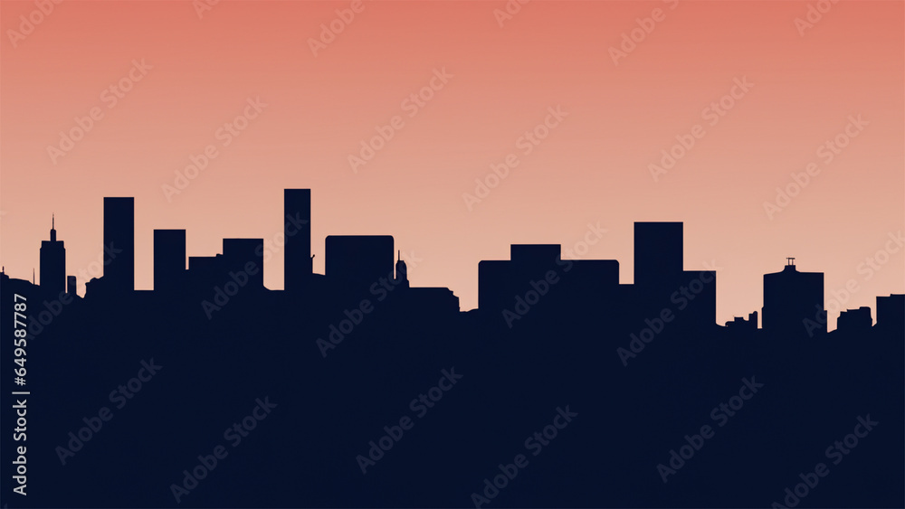 City silhouette on soft bright gradient background