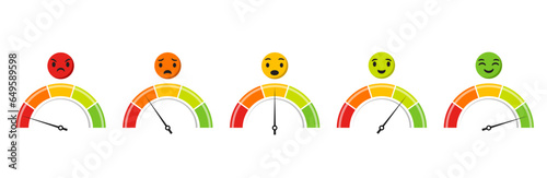 Customer satisfaction indicator stress, performance and emotional gauge for application vector illustration