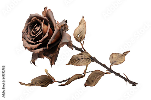 A wilted rose, transparent background, isolated image, generative AI
 photo