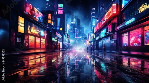 A burst of neon hues against a midnight backdrop  embodying the energy and vibrancy of urban nightlife.