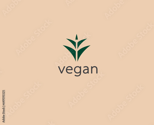 Logo for a vegetarian restaurant, plant leaves