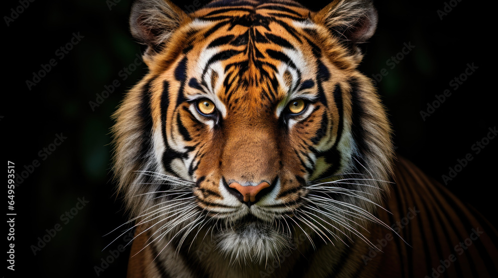 A close-up portrait of a tiger.