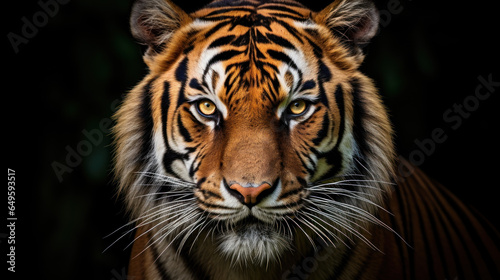 A close-up portrait of a tiger. © rorozoa