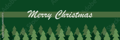 Cute holiday Christmas card with fir trees on green background. Holiday seamless pattern. Decoration for gift wrapping paper, fabric, clothing, textile. Christmas theme. Banner