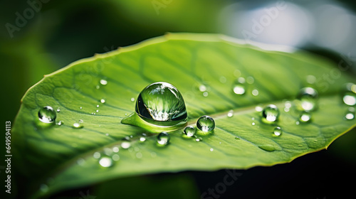 Close-up of a Raindrop About to Drip from a Leaf's Edge.