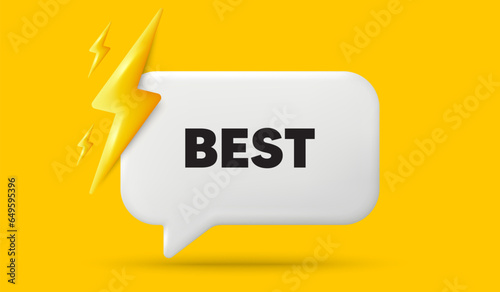 Best promotion tag. 3d speech bubble banner with power energy. Special offer Sale sign. Advertising Discounts symbol. Best chat speech message. 3d offer talk box. Vector