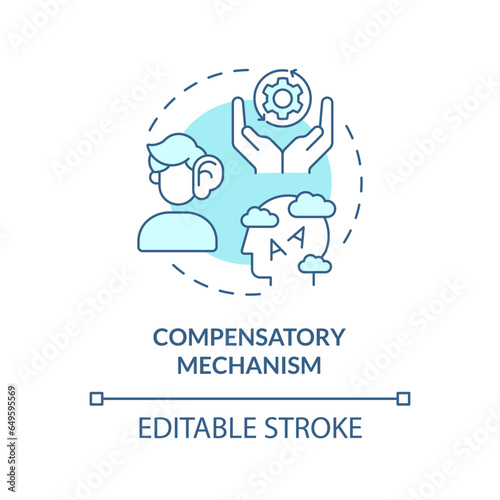 2D editable blue icon compensatory mechanism concept, simple isolated vector, dyslexia thin line illustration. photo