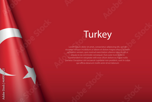 national flag Turkey isolated on background with copyspace