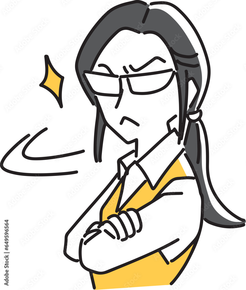 Obraz premium キリッと睨む眼鏡の女性会社員