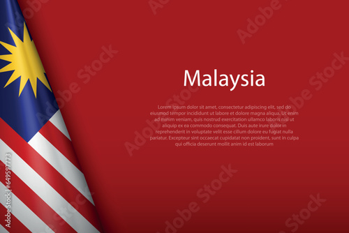 national flag Malaysia isolated on background with copyspace