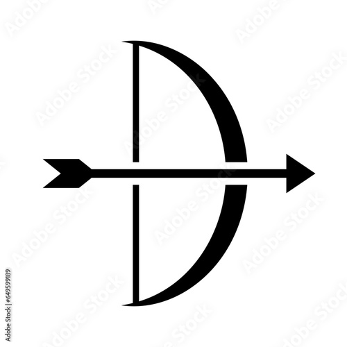 Bow and arrow silhouette icon. Weapon. Vector.