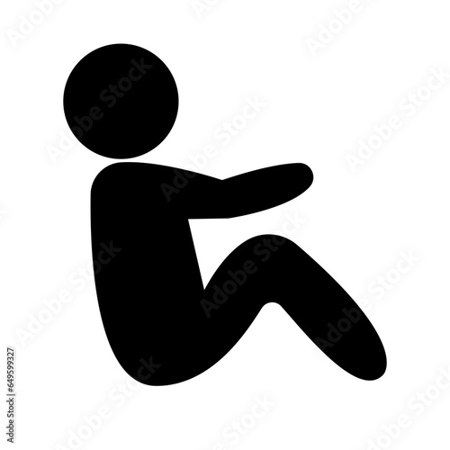Simple sitting person holding knees silhouette icon. Vector.