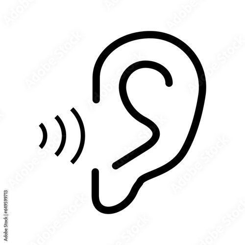Ear listening noise icon. Vector.
