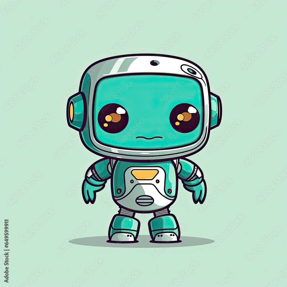 Happy cartoon small robot. Generative AI Happy cartoon small robot. Generative AI