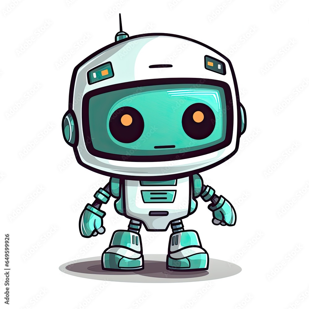 Happy cartoon small robot. Generative AI Happy cartoon small robot. Generative AI