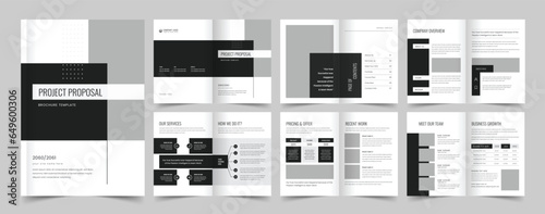 Project Proposal, Corporate brochure layout, Brochure template, Company profile, Annual report, 12 pages, flyers, leaflet