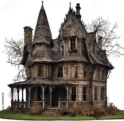 Wallpaper Mural Halloween haunted house Spooky Night, Isolated on transparent background, Realistic Halloween dark house PNG illustrate. Torontodigital.ca