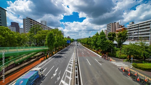 A timelapse of traffic jam at the downtown street in Takashimadaira Tokyo wide shot photo